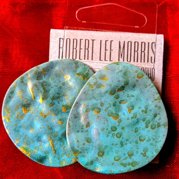 Robert Lee Morris SoHo Patina Disc Button Earrings - Picture 3 of 4